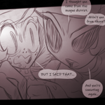 Episode-19: of Hell Is Not Forever, a Hazbin Hotel fanfiction comic. Rosie corners Emily.